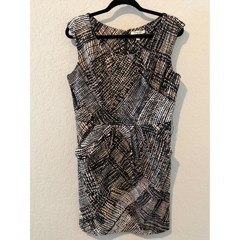 Corey Lynn Calter Corey P Abstract Geometric Sheath Dress Black Tan Size 12